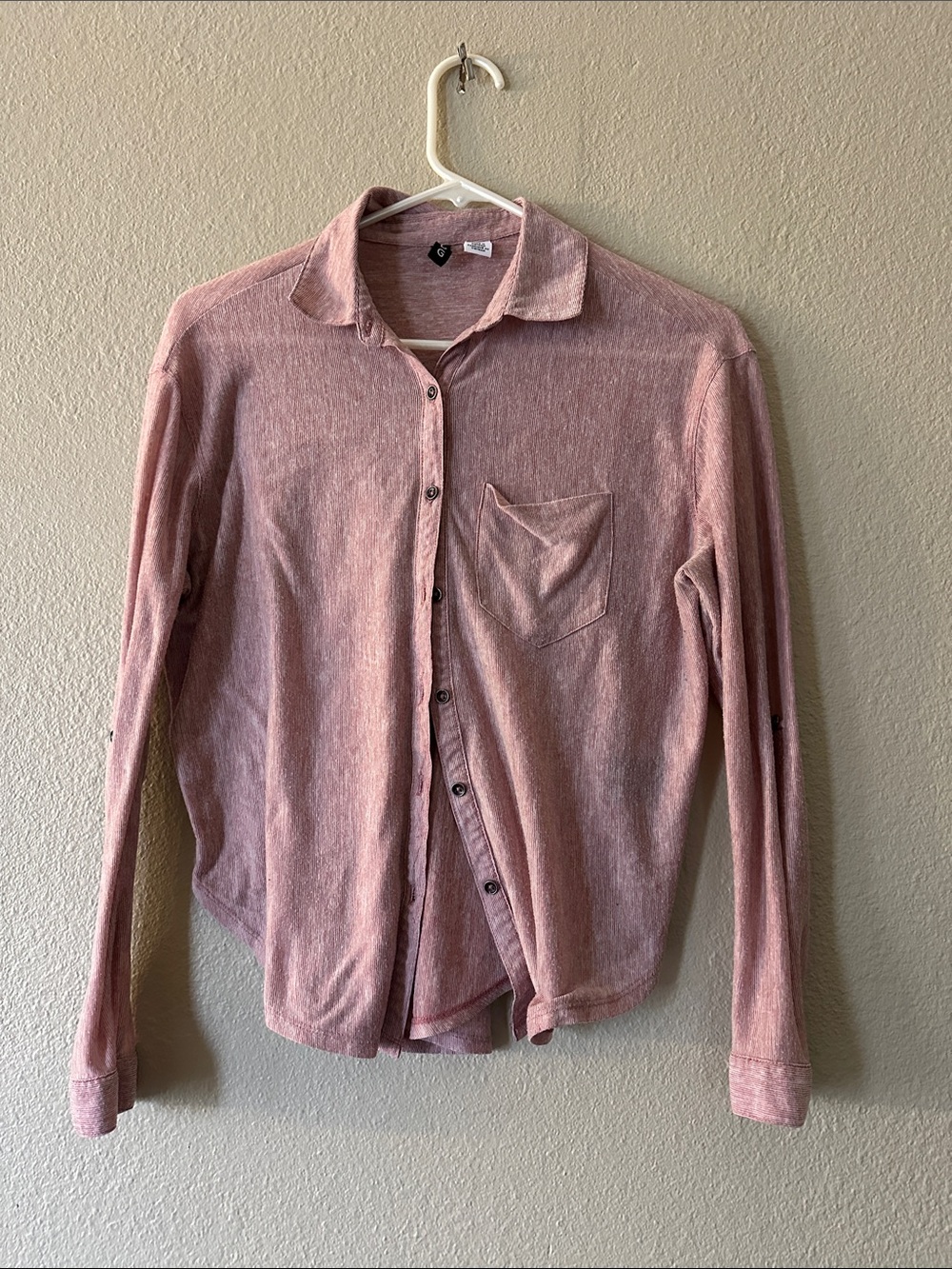 Urban Outfitters Long-Sleeve Button-Down Shirt - Dusty Rose